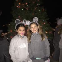 <p>Gia Macaluso and friend at the Westwood Christmas Parade of Toys.</p>