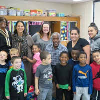 <p>Actor and activist Danny Glover has visited BOCES schools in Rockland County several times over the years. Education is among the many causes he supports. He is shown with children and staff at The Hilltop School in Haverstraw.</p>