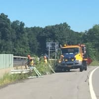 <p>State DOT workers dismantle a light diffusion barrier between routes 22 and 684. Crumbling infrastructure is one of the many issues the new Golden&#x27;s Bridge Hamlet Organization dealt with in 2016.</p>
