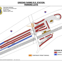 <p>A map of the Greens Farms train station</p>