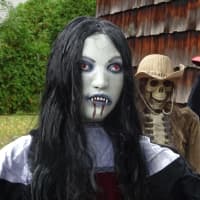 <p>Vampires and other ghoulish creatures are featured in front of a Waldwick home.</p>
