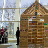 <p>An art installation at Stamford Government Center explores homelessness in the city.</p>