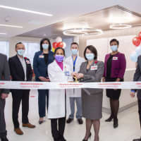 <p>Hospital executives and physicians cut the ribbon at the new Maternal and Newborn Care Unit at NewYork-Presbyterian Hudson Valley Hospital.</p>