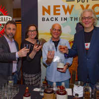 <p>Celebrating the kick-off of 2017 Spring Hudson Valley Restaurant Week. Janet Crawshaw, the founder and publisher of Valley Table is on the left.</p>