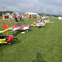 <p>Model aircraft are lined up on the field in Haverstraw last year.</p>