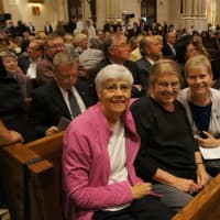 <p>Seated in Row 88 at St. Patrick&#x27;s Cathedral on Thursday are Dominican Sisters of Hope, from left, Bette Ann Jaster, Barbara Anderson and Anne Marie Bucher.</p>