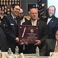<p>Port Authority Supt. Michael Fedorko and NJSP Supt. Col. Rick Fuentes are honored.</p>