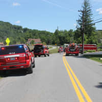 <p>Mahopac and Mahopac Falls respond to a brush fire along the bike path and across the road.</p>