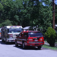<p>Mahopac Fire and Heavy Rescue on the scene of the car into a house 911 call.</p>