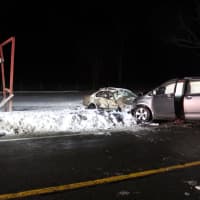 <p>The scene of the fatal accident on State Route 32 in the Saxton Flatts area of Saugerties.</p>