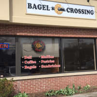 <p>An assortment of bagels awaits at Bagel Crossing in Bethel.</p>