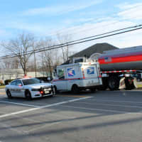 <p>Traffic was able to proceed at a reduced speed following a crash between a tanker and a car.</p>