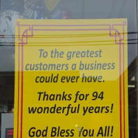 <p>A thank you sign hangs in the window of Curioni&#x27;s in Lodi.</p>