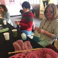 <p>Making pink pussy hats at ArtsWestchester in White Plains.</p>
