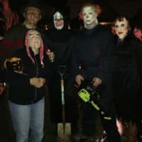 <p>The gang dresses up every year to scare trick-or-treaters.</p>