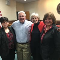 <p>Jane Bryant Quinn, second from right, at Tuckahoe Public Library on Wednesday, with, from left: Lisa Ragano, Eastchester town librarian; Tuckahoe Mayor Steve Ecklond, and Ginger Crosby of Tuckahoe.</p>