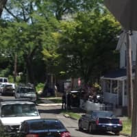 <p>Detectives are on the scene of a shooting Sunday on Kossuth Street in Norwalk.</p>