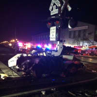 <p>A New Jersey Transit train struck a car Thursday night.</p>