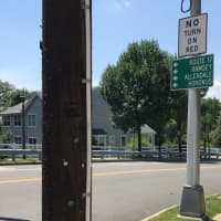 <p>Piping has been installed on some Mahwah utility poles.</p>