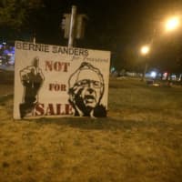 <p>A sign reads &quot;Bernie Sanders for President Not for Sale&quot; outside the Democratic National Convention in Philadelphia.</p>