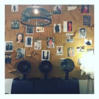 <p>Eric Altomare&#x27;s inspiration board in his salon.</p>
