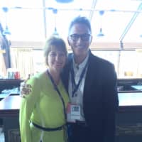 <p>Lisa Wexler with actor Tim Daly at the 2016 Republican Convention in Cleveland.</p>