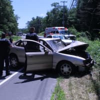 <p>Carmel police officers at the scene of the crash on Secor Road.</p>