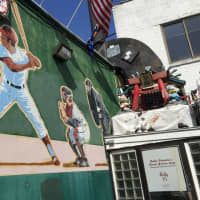 <p>Sports memoribilia lines the walls and halls at Bobby Valentine&#x27;s .</p>