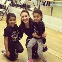 <p>Peyton with young company members Sophia and Madison.</p>