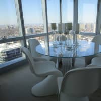 <p>The dining room in a two-bedroom apartment at &quot;The Modern.&quot;</p>