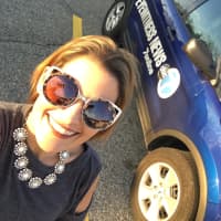 <p>Annie Joachim snaps a selfie with the Channel 7 news van before her event.</p>