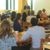 <p>More than 50 new teachers were welcomed by Mamaroneck Schools Superintendent Robert Shaps, Personnel Administrator Carol Priore and others during an orientation session on Aug. 26 at Mamaroneck High School.</p>