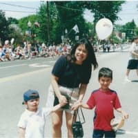 <p>Viteretti and her boys at the Fourth of July parade in Hillsdale.</p>