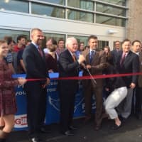 <p>Fairfield officials gather to unveil the new addition at Fairfield Ludlowe High School.</p>