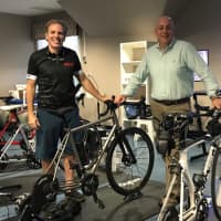 <p>Paul Hackett and Andrew Jessup own the Pain Cave Cycling Studio in Wyckoff.</p>