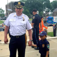 <p>Carlstadt &quot;Chief For a Day&quot; Isaiah O&#x27;Leary with Police Chief Thomas Nielsen</p>
