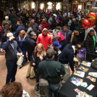 <p>Customers crowd through the front doors at Bass Pro Shops.</p>