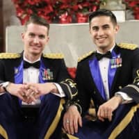 <p>U.S. Army Captains Daniel Hall and Vincent Franchino held their wedding reception at Skylands Manor in Ringwood.</p>