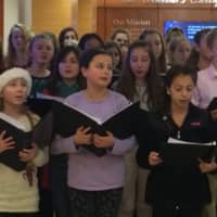 <p>Students from Trumbull&#x27;s Hilltop Middle School sing at the St. Vincent&#x27;s Medical Center tree lighting Dec. 1. </p>