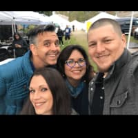 <p>Melissa Panszi Riebe of New Rochelle, middle, with teammate Ken Dingledine, left, and the couple they competed against in HGTV&#x27;s &quot;Flea Market Flip.&quot;</p>