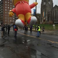 <p>Daniel Tiger takes flight Thursday during a preview of the UBS Parade Spectacular.</p>