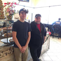 <p>Calabria Pizza owner Franco Vaccaro, right, with his son, Gianfranco, 19.</p>