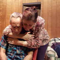 <p>Kresch, as Emma, and Aion, as Ulysses, share an emotional on-stage moment in &quot;Annapurna.&quot;</p>