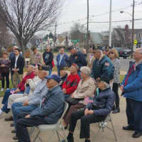 <p>Veterans and Fair Lawn residents gathered outside of Borough Hall.</p>