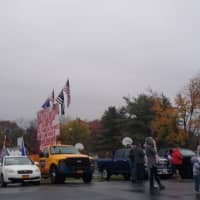 <p>Trump supporters congregating at Cantine Field</p>