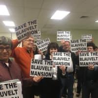 <p>Activists advocate for the preservation of the Blauvelt Mansion at the Oradell town council meeting on 12/15.</p>