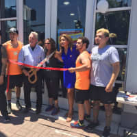 <p>Cutting the ribbon at the new Next Generation Fitness in Norwalk with Mayor Harry Rilling.</p>
