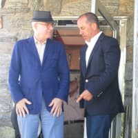 <p>Steve Martin and Jerry Seinfeld outside the Pleasantville Diner. </p>