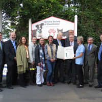 <p>Elected officials showed off their new sign outside of the Pet Adoption Center in New Rochelle.</p>