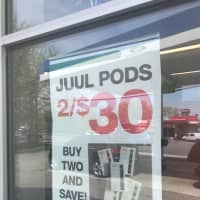 <p>One “pod” of JUUL contains the amount of nicotine equal to an entire pack of conventional cigarettes. The e-cig is a popular sales item at many area gas stations and delis.</p>